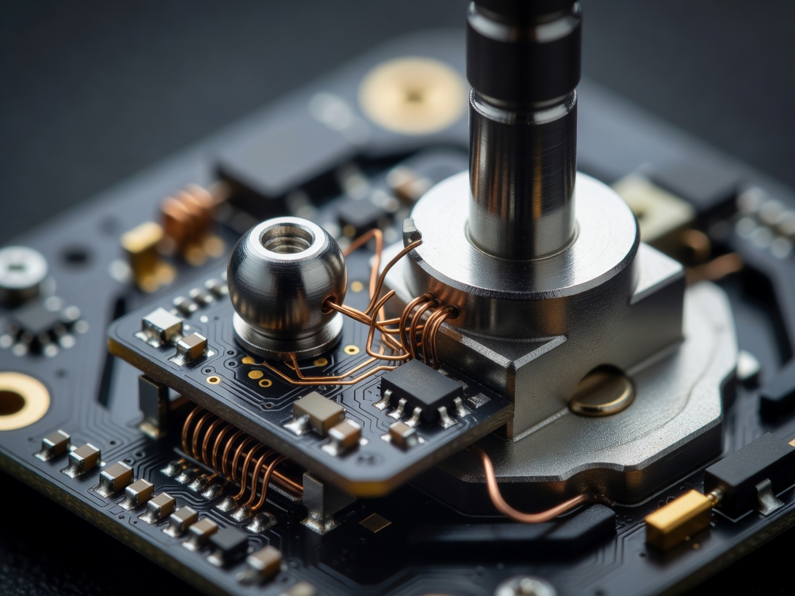 Close-up of a joystick sensor assembly illustrating the components behind neutral-position readings